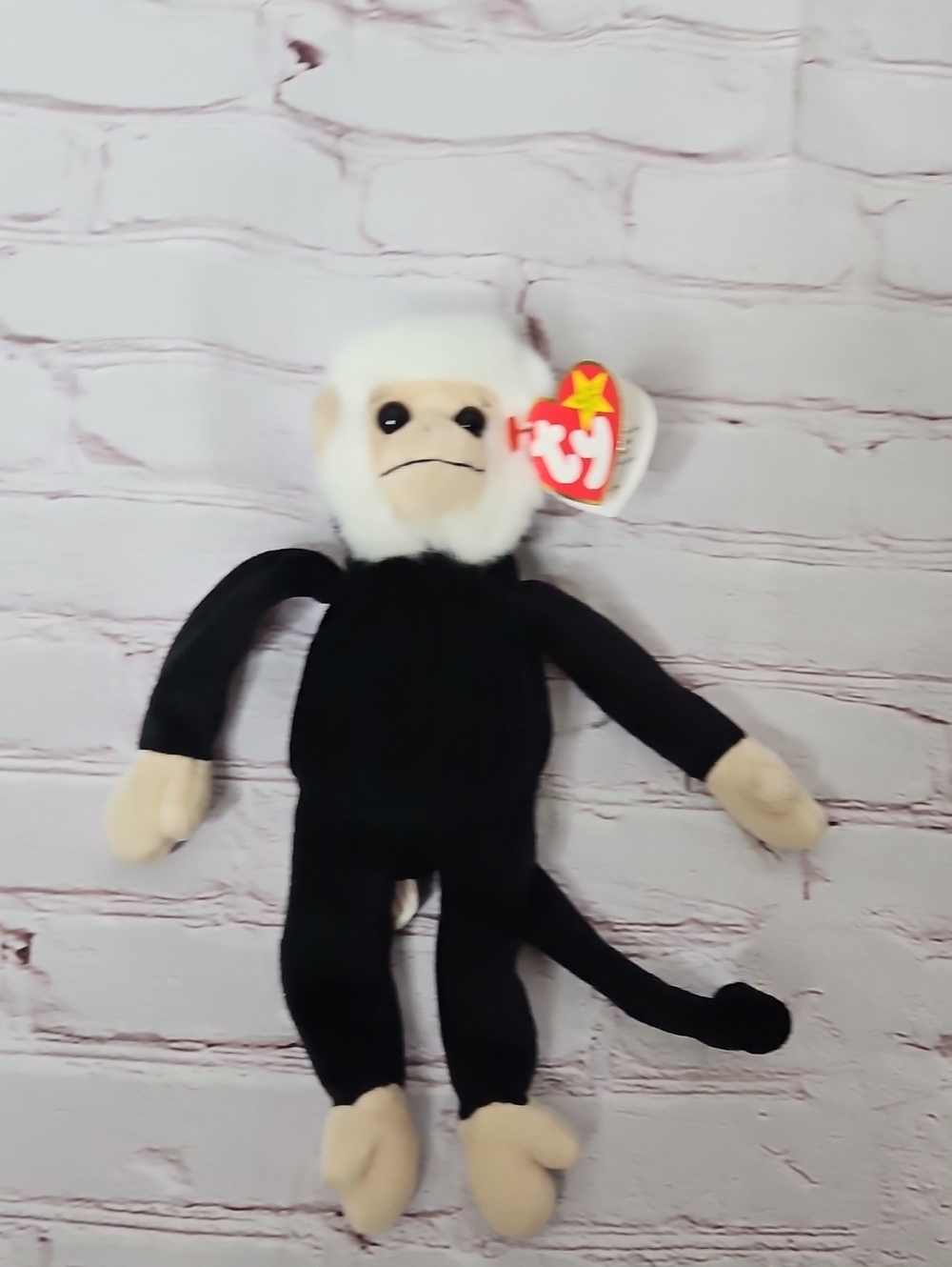 TY Beanie Baby Mooch The Spider Monkey Plush Toy - Black & Cream